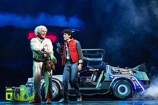 Roger Bart plays Doc Brown with Casey Likes as Marty McFly in the national touring production of "Back to the Future."

(Special to the Democrat-Gazette/Matthew Murphy and Evan Zimmerman)

Submitted photo�